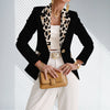 Women's Regular Fit Polyester Urban Landscape Lapel Cardigan with Long Sleeves One Button Closure and Buttons for Autumn Office Style