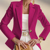 Women's Regular Fit Polyester Urban Landscape Lapel Cardigan with Long Sleeves One Button Closure and Buttons for Autumn Office Style