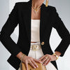 Women's Regular Fit Polyester Urban Landscape Lapel Cardigan with Long Sleeves One Button Closure and Buttons for Autumn Office Style