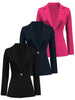 Women's Regular Fit Polyester Urban Landscape Lapel Cardigan with Long Sleeves One Button Closure and Buttons for Autumn Office Style