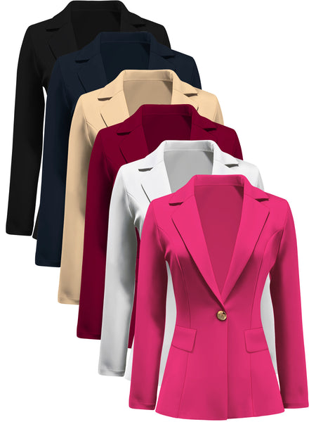 Women's Regular Fit Polyester Urban Landscape Lapel Cardigan with Long Sleeves One Button Closure and Buttons for Autumn Office Style