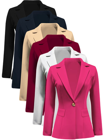 Women's Regular Fit Polyester Urban Landscape Lapel Cardigan with Long Sleeves One Button Closure and Buttons for Autumn Office Style