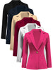 Women's Regular Fit Polyester Urban Landscape Lapel Cardigan with Long Sleeves One Button Closure and Buttons for Autumn Office Style