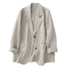 Women's Loose Fit Two Button Cotton Solid Color Suit Collar Street Style Blazer Jacket for Spring in Pink