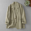 Women's Loose Fit Two Button Cotton Solid Color Suit Collar Street Style Blazer Jacket for Spring in Pink