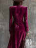 Women's Velvet-Style Blazer Dress, Double-Breasted Front, Long Sleeves and Split Hem