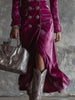 Women's Velvet-Style Blazer Dress, Double-Breasted Front, Long Sleeves and Split Hem