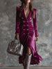 Women's Velvet-Style Blazer Dress, Double-Breasted Front, Long Sleeves and Split Hem