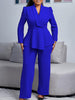 Women's Casual Long Sleeve Solid Color Loose Straight Leg Polyester Two Piece Pants Set for Office Autumn in Khaki Black