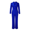 Women's Casual Long Sleeve Solid Color Loose Straight Leg Polyester Two Piece Pants Set for Office Autumn in Khaki Black