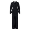 Women's Casual Long Sleeve Solid Color Loose Straight Leg Polyester Two Piece Pants Set for Office Autumn in Khaki Black