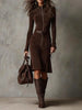 Women's Zip-Front Dress, Stand Collar, Long Sleeves and Shaped Waist