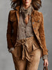 Women's Regular Fit Polyester Solid Color Suit Collar Long Sleeve Single Row Multiple Buckles Jacket with Buttons French Style Winter in Brown Black