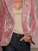 Women's Print Blazer, Lapel Collar, Long Sleeves and Flared Cuffs