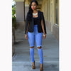 Women's Slim Fit Sleeveless Blended Solid Color Blazer with Suit Collar Korean Style for Spring in White Black