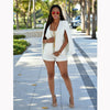 Women's Slim Fit Sleeveless Blended Solid Color Blazer with Suit Collar Korean Style for Spring in White Black