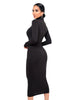 Women's Bodycon Dress, High Neck, Long Sleeves and Brushed Knit Fabric