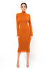 Women's Bodycon Dress, High Neck, Long Sleeves and Brushed Knit Fabric