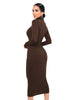 Women's Bodycon Dress, High Neck, Long Sleeves and Brushed Knit Fabric