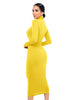 Women's Bodycon Dress, High Neck, Long Sleeves and Brushed Knit Fabric