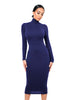 Women's Bodycon Dress, High Neck, Long Sleeves and Brushed Knit Fabric