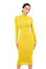 Women's Bodycon Dress, High Neck, Long Sleeves and Brushed Knit Fabric