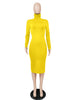 Women's Bodycon Dress, High Neck, Long Sleeves and Brushed Knit Fabric