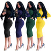 Women's Bodycon Dress, High Neck, Long Sleeves and Brushed Knit Fabric