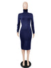 Women's Bodycon Dress, High Neck, Long Sleeves and Brushed Knit Fabric