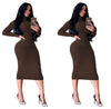 Women's Bodycon Dress, High Neck, Long Sleeves and Brushed Knit Fabric