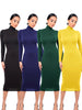 Women's Bodycon Dress, High Neck, Long Sleeves and Brushed Knit Fabric