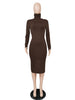 Women's Bodycon Dress, High Neck, Long Sleeves and Brushed Knit Fabric