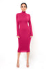 Women's Bodycon Dress, High Neck, Long Sleeves and Brushed Knit Fabric