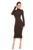 Women's Bodycon Dress, High Neck, Long Sleeves and Brushed Knit Fabric