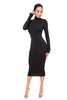 Women's Bodycon Dress, High Neck, Long Sleeves and Brushed Knit Fabric