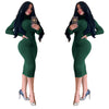 Women's Bodycon Dress, High Neck, Long Sleeves and Brushed Knit Fabric