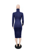 Women's Bodycon Dress, High Neck, Long Sleeves and Brushed Knit Fabric