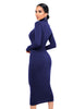 Women's Bodycon Dress, High Neck, Long Sleeves and Brushed Knit Fabric