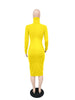 Women's Bodycon Dress, High Neck, Long Sleeves and Brushed Knit Fabric