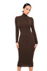 Women's Bodycon Dress, High Neck, Long Sleeves and Brushed Knit Fabric
