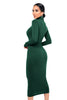 Women's Bodycon Dress, High Neck, Long Sleeves and Brushed Knit Fabric