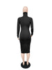 Women's Bodycon Dress, High Neck, Long Sleeves and Brushed Knit Fabric