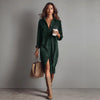 Women's Corduroy Shirt Dress, Collar, Button Front and Long Sleeves