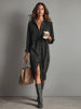 Women's Corduroy Shirt Dress, Collar, Button Front and Long Sleeves