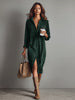 Women's Corduroy Shirt Dress, Collar, Button Front and Long Sleeves