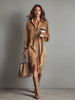 Women's Corduroy Shirt Dress, Collar, Button Front and Long Sleeves