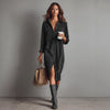 Women's Corduroy Shirt Dress, Collar, Button Front and Long Sleeves