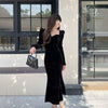 Women's Velvet-Style Mermaid Dress, Long Sleeves and Shaped Neckline