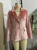 Women's Velvet-Style Blazer, Lapel Collar, Button Front and Long Sleeves