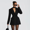 Women's Slim Fit Milk Silk Solid Color Deep V Neck Long Sleeve Casual Dress for Fall in Black White Brown Burgundy